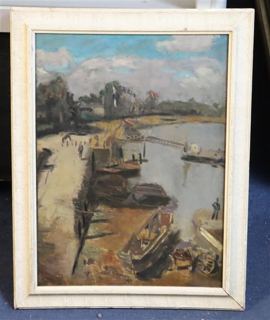 Manner of Walter Richard Sickert (1860-1942) The Towing Path, Putney 15.5 x 11.5in.